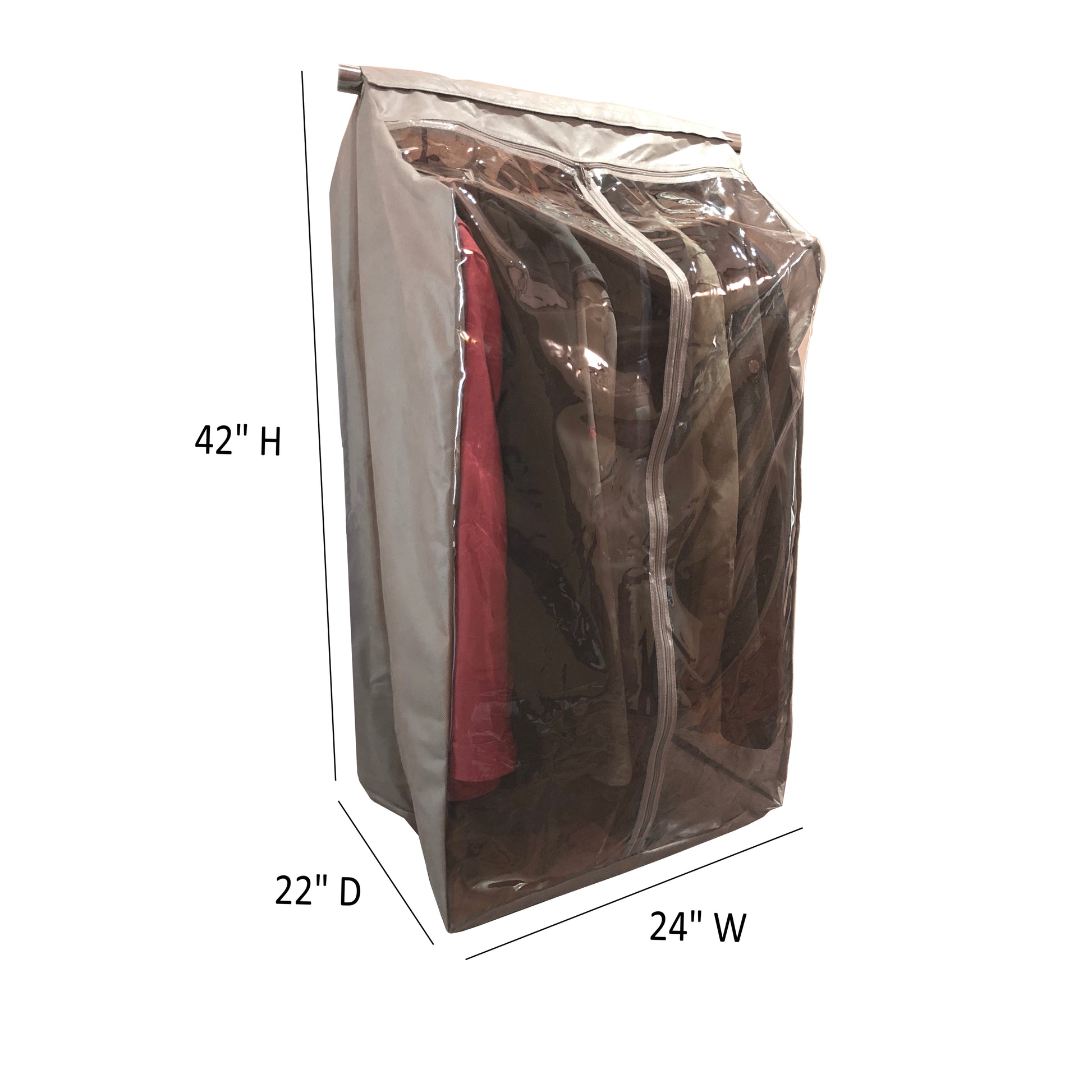 Fully Enclosed Garment Rack Bag Closet Rod Cover in Beige