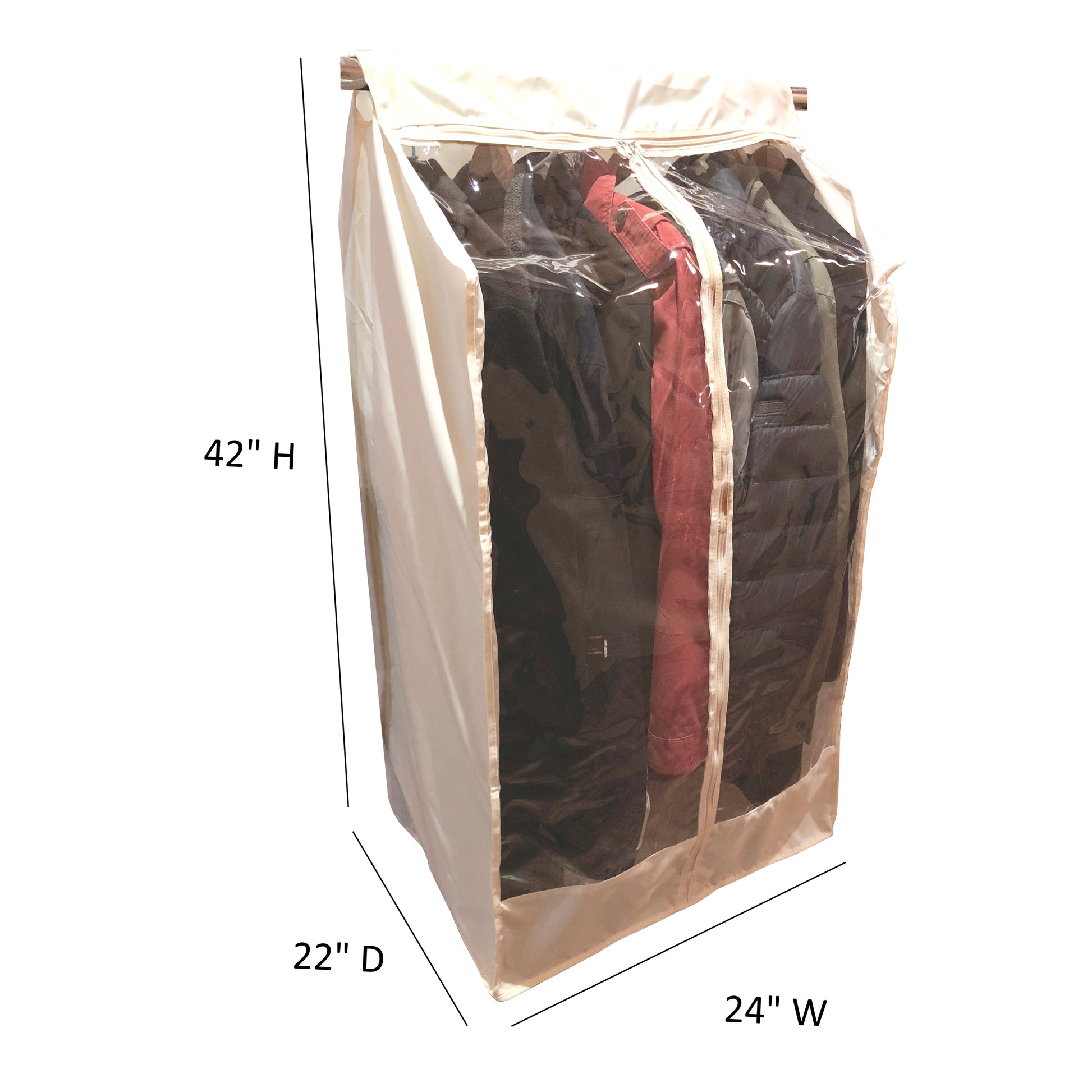 Fully Enclosed Garment Rack Bag Closet Rod Cover in Off White
