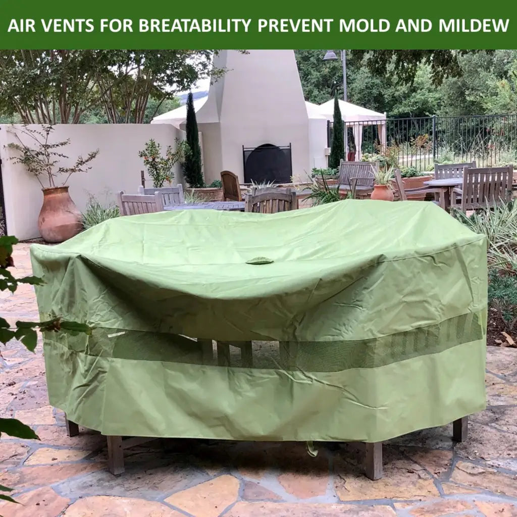 Patio Set Cover For Round or Square Table & Chairs 96"Dia. x 30"H with Umbrella Hole Aspen Green.