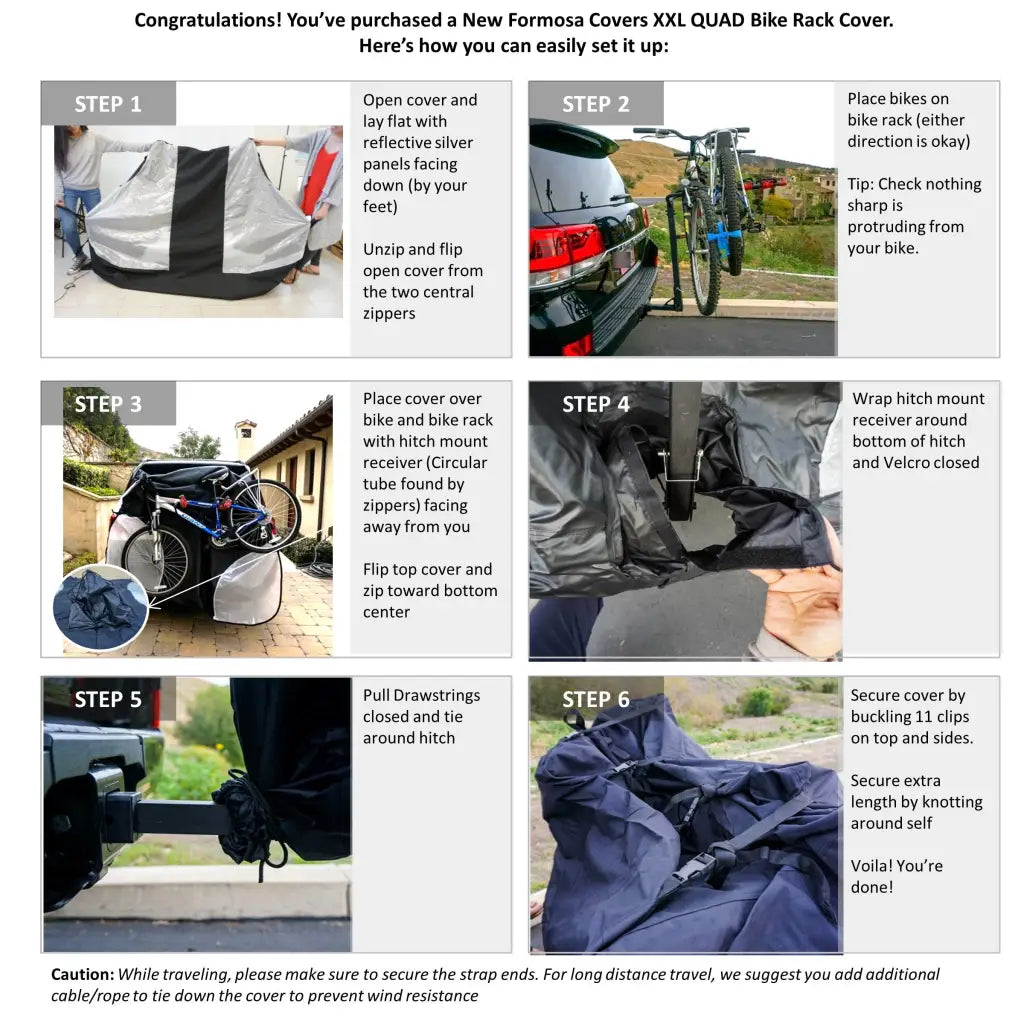 Lightweight Quad Bike Rack Cover For Transport (Fits 3-4 Bikes) Extra Large Translucent Ends