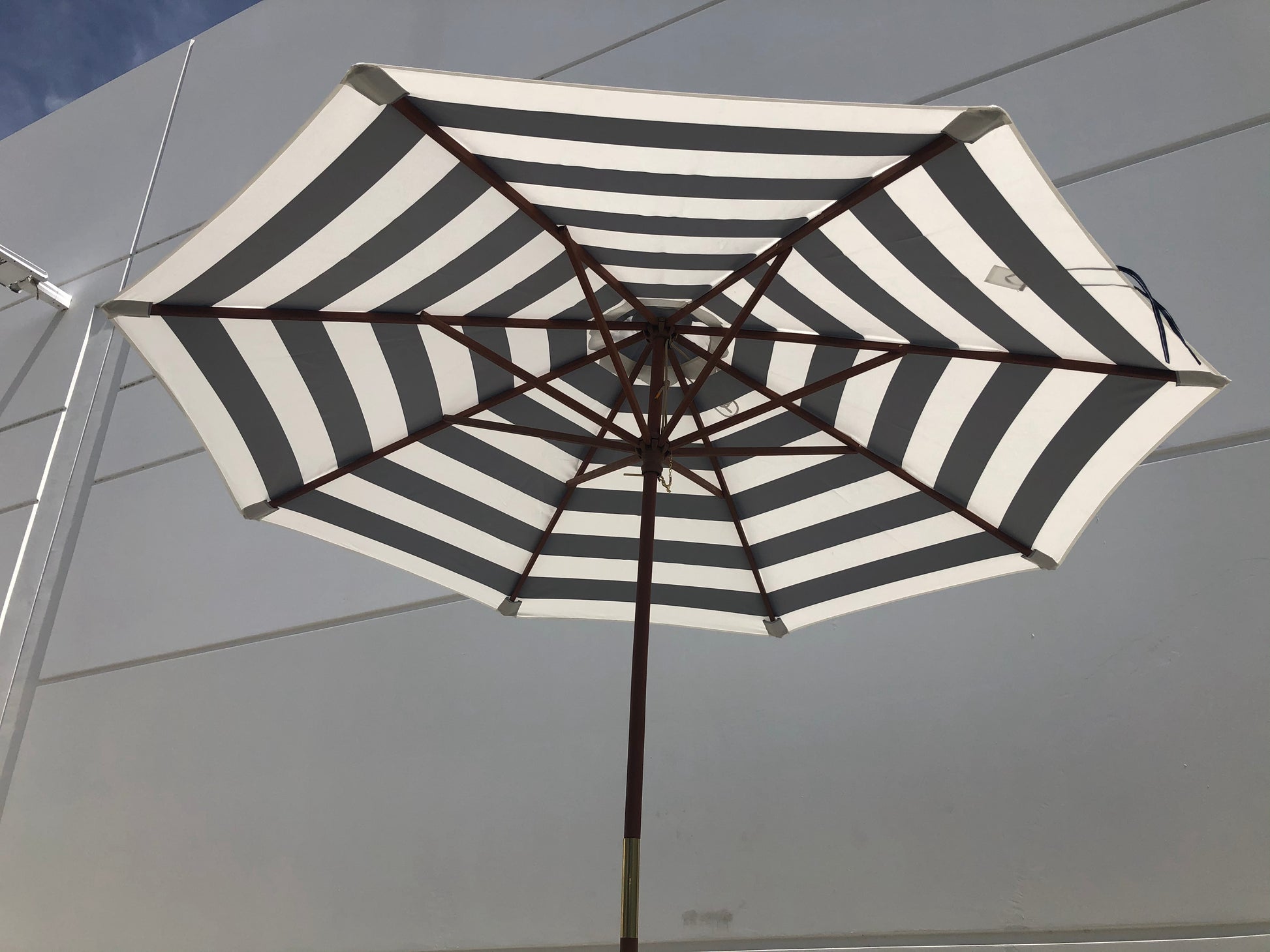 9ft Market Patio Umbrella 8 Rib Replacement Canopy Navy Blue Cabana Stripe