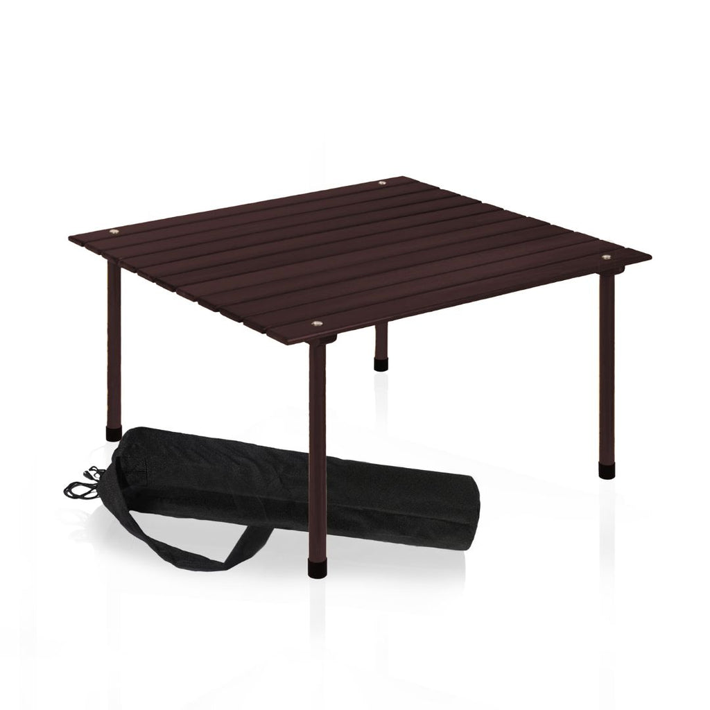 Mesa enrollable portátil de madera para exteriores (66 cm de largo x 66 cm de ancho x 40 cm de alto)