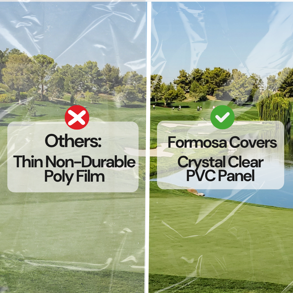 Golf Cart 3 Sided Enclosure Cover for EZGO, ClubCar, Yamaha G (Short Roof, 58"L ) - 2 Passenger