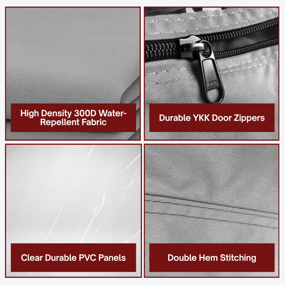 Carrito de golf de techo corto para 4 pasajeros, 58" de largo, 3 lados, cubierta frontal abierta, gris