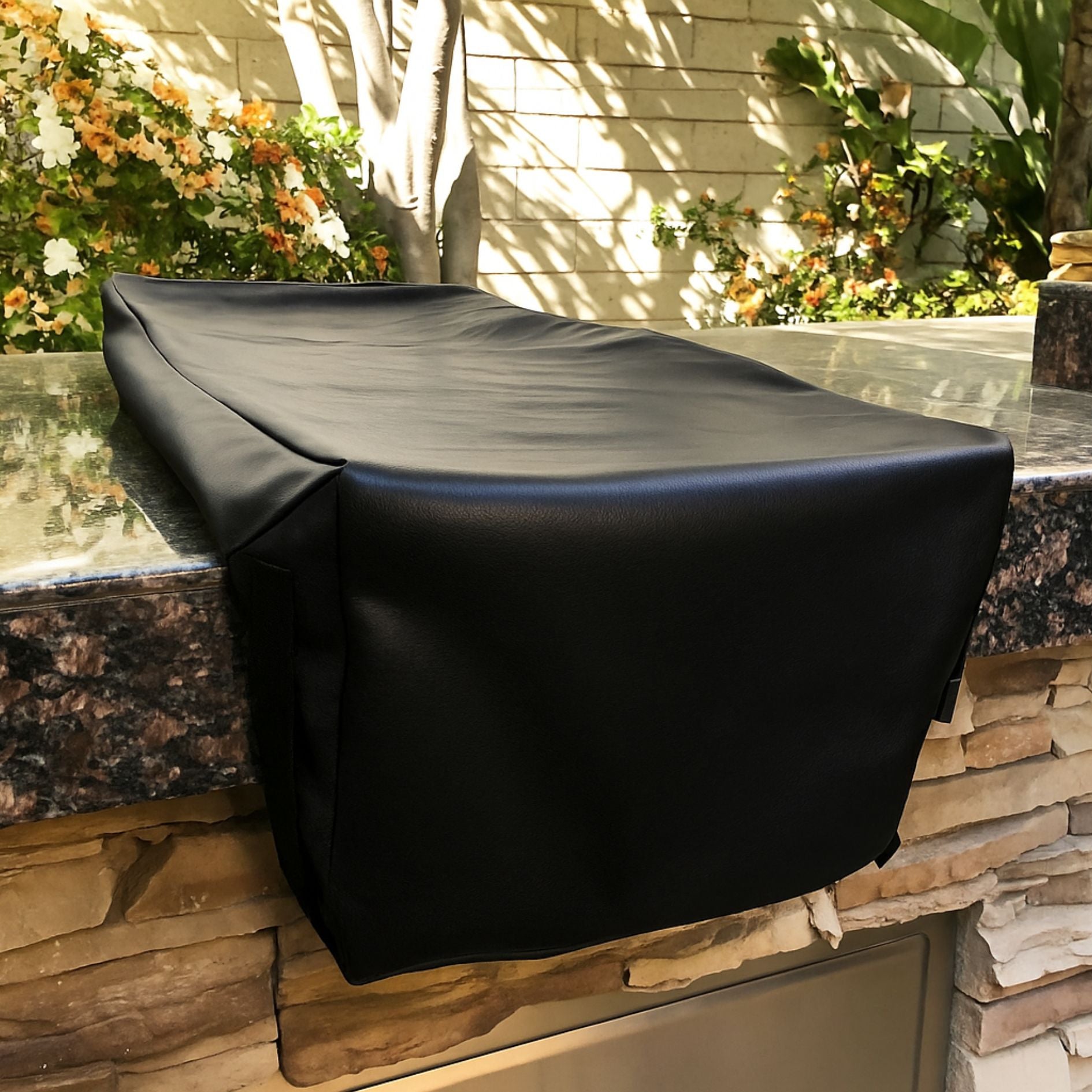 Outdoor Built-In Side Burner Cover for Side Burners up to 13-19 inches Wide - Black Vinyl