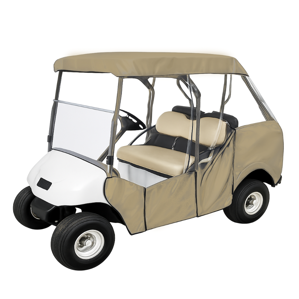 Golf Cart 3 Sided Enclosure Cover for EZGO, ClubCar, Yamaha G (Short Roof, 58"L ) - 2 Passenger