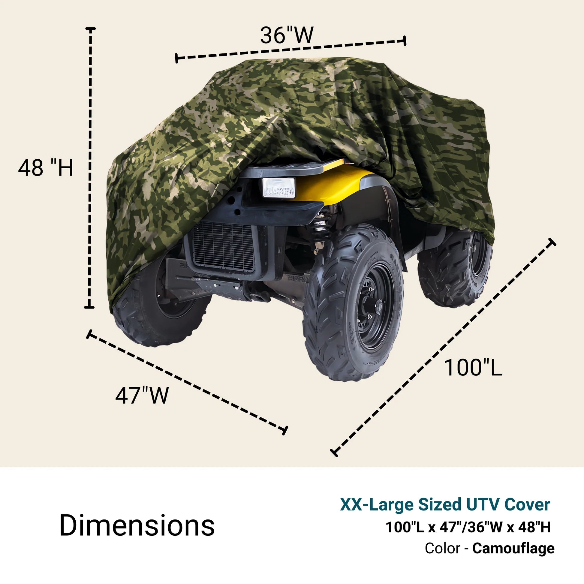 Funda resistente para cuatriciclo ATV - Protección contra todo tipo de clima - Camuflaje, XXL