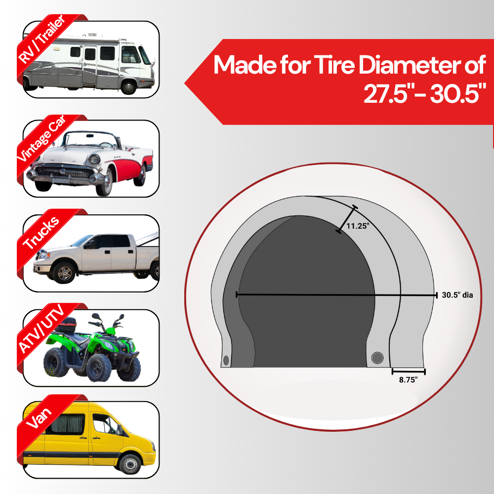 Cubiertas de lujo para neumáticos y ruedas de autocaravanas, remolques de viaje, remolques para juguetes, remolques de quinta rueda, camionetas, furgonetas y SUV (juego de 4)