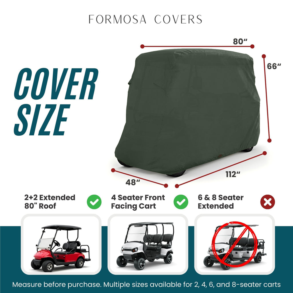Golf Cart Storage Cover for EZGO, Club Car, Yamaha G - Green