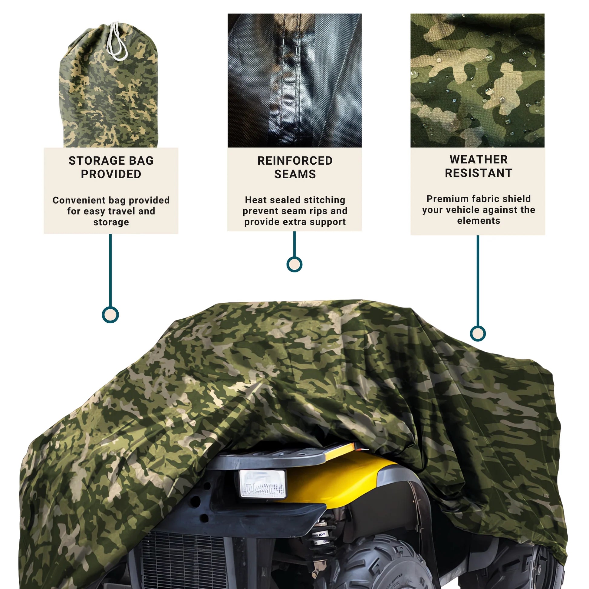 Funda resistente para cuatriciclo ATV - Protección contra todo tipo de clima - Camuflaje, XXL
