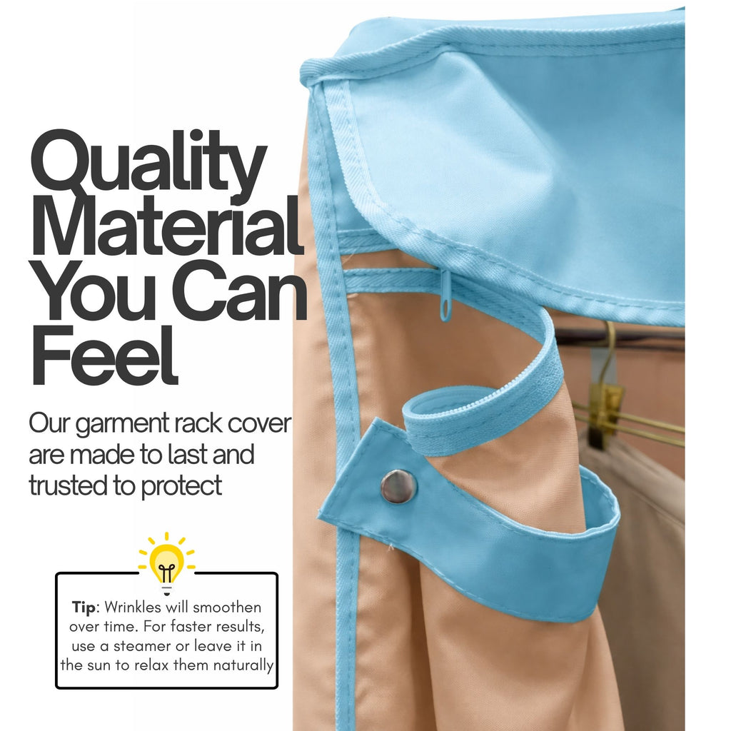 Portable Garment Rack Cover 48"W x 18"D x 75"H Khaki with Blue Trim