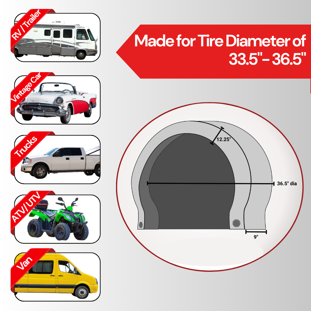 Cubiertas de lujo para neumáticos y ruedas de autocaravanas, remolques de viaje, remolques para juguetes, remolques de quinta rueda, camionetas, furgonetas y SUV (juego de 4)