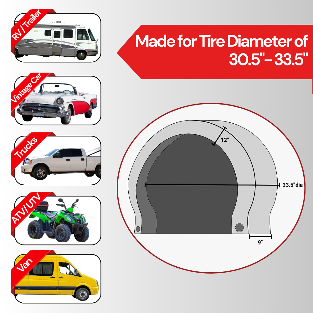 Cubiertas de lujo para neumáticos y ruedas de autocaravanas, remolques de viaje, remolques para juguetes, remolques de quinta rueda, camionetas, furgonetas y SUV (juego de 4)