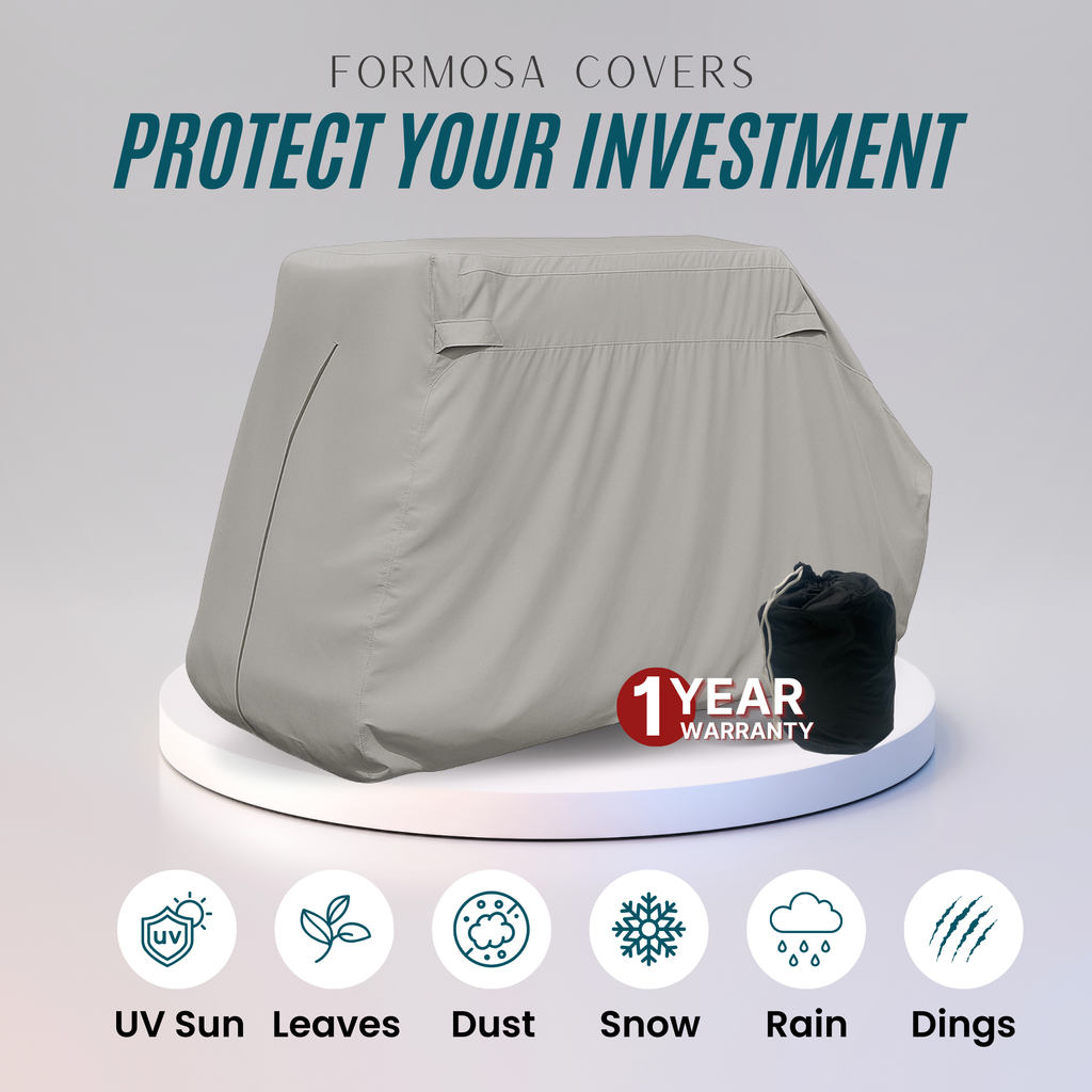 Golf Cart Storage Cover for EZGO, Club Car, Yamaha G (Short Roof, 58"L) - 4 Passenger - Grey