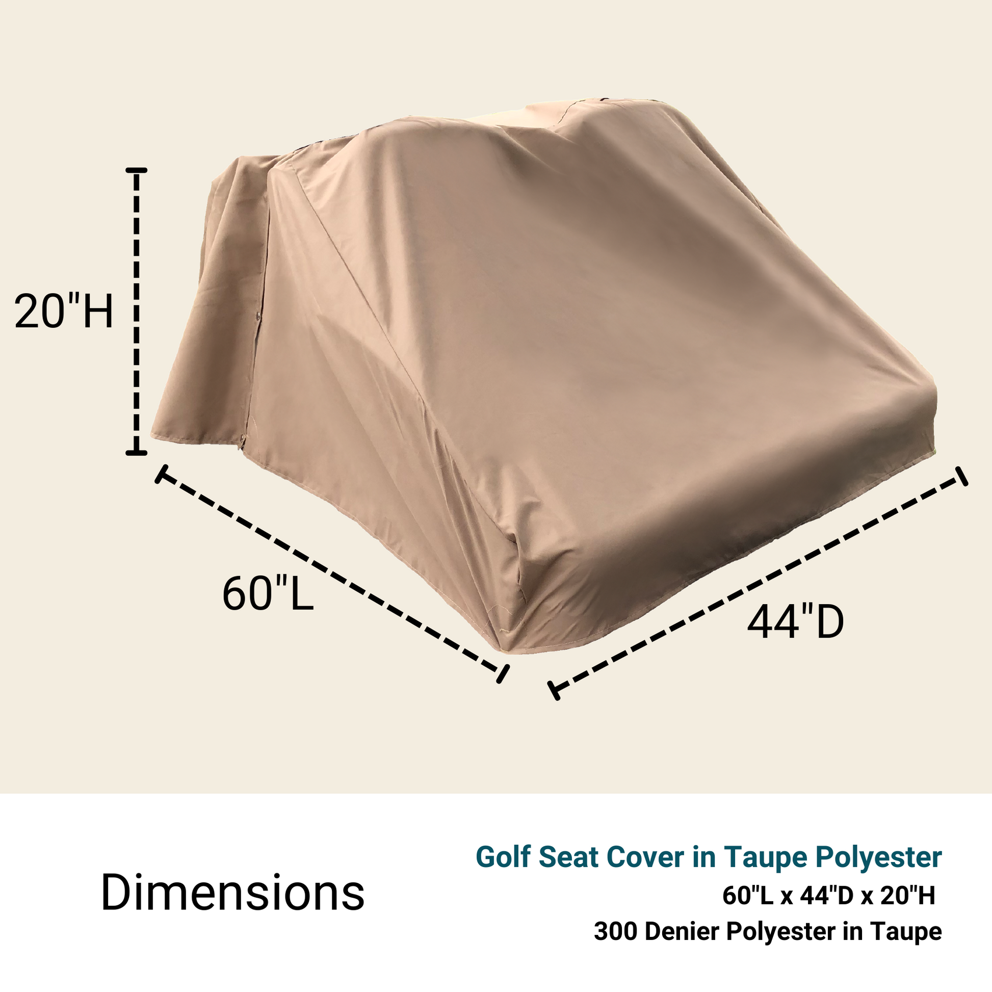 Golf Cart Seat Cover in Taupe 300 Denier Polyester
