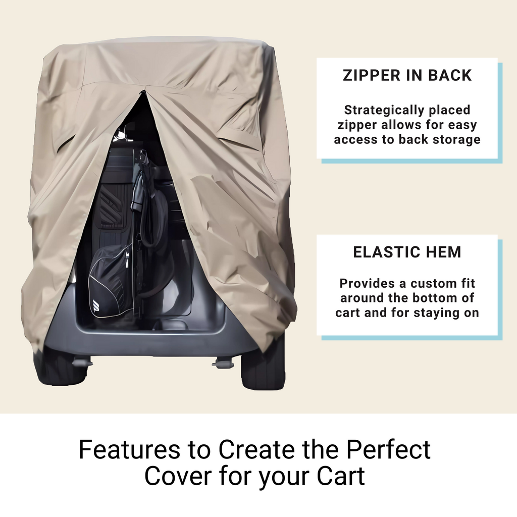 Golf Cart Storage Cover for EZGO, Club Car, Yamaha G (Short Roof, 58"L) - 4 Passenger - Taupe
