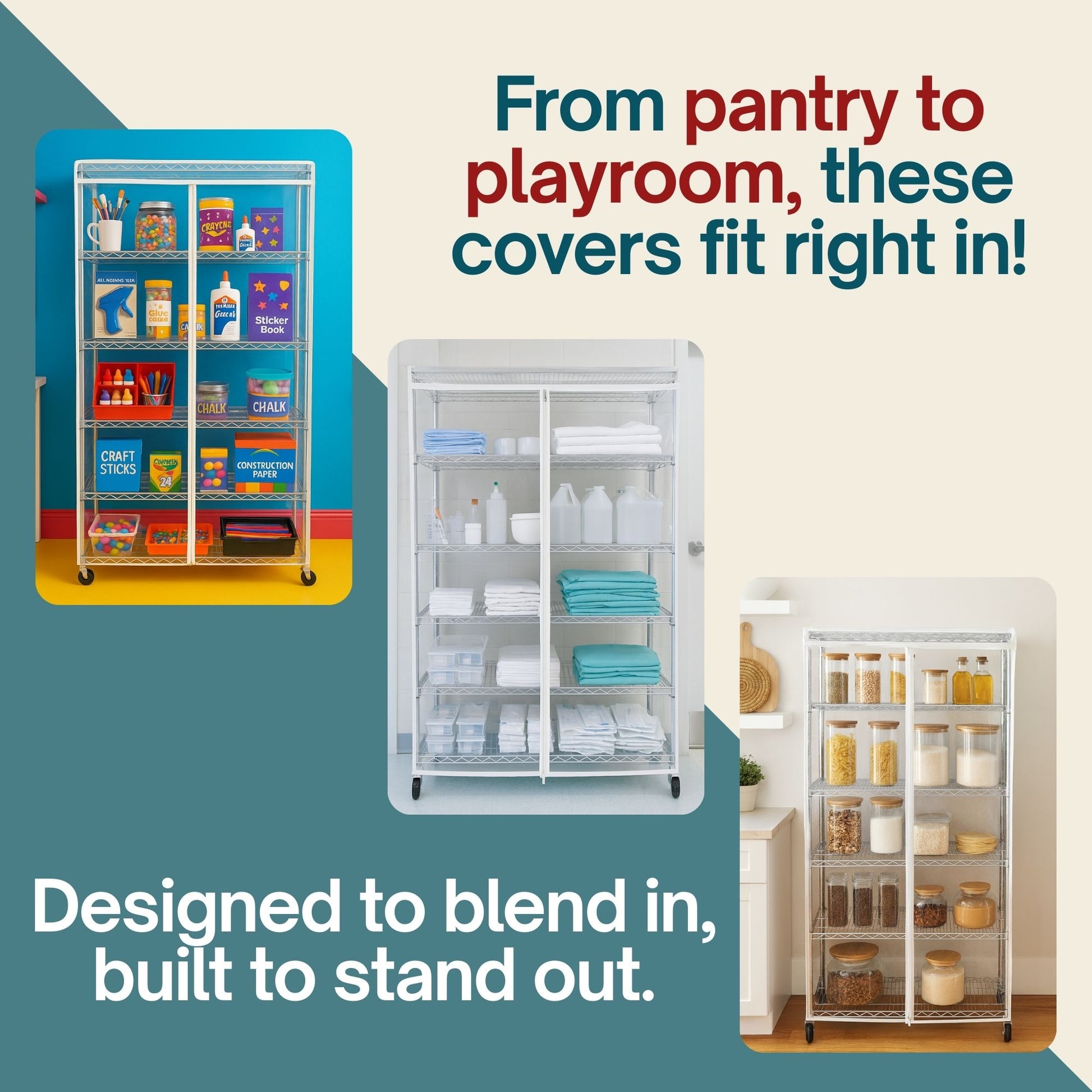 All Clear Wire Rack Shelving Storage Unit Cover | 36-60 inches wide