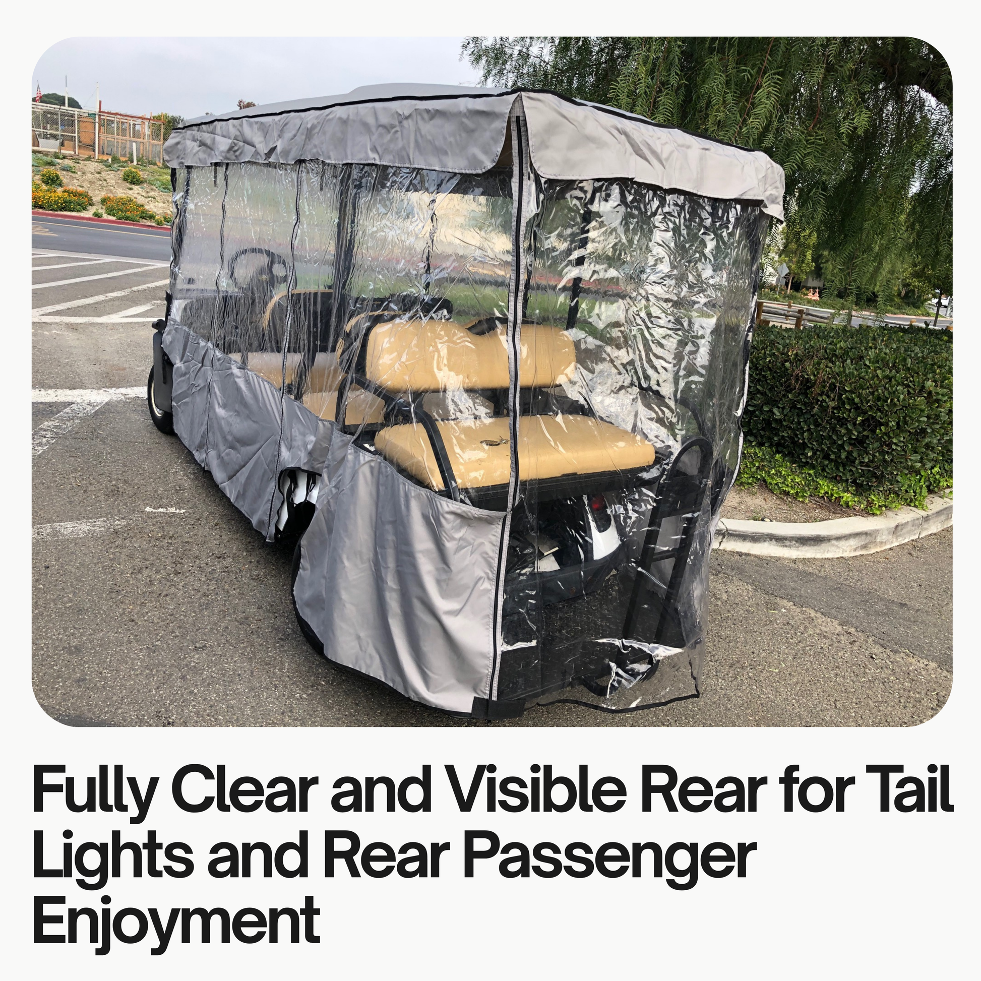 Golf Cart Driving Enclosure Cover for EZGO, Club Car, Yamaha G - 6 Passenger Carts,  4 + 2 Bench Model
