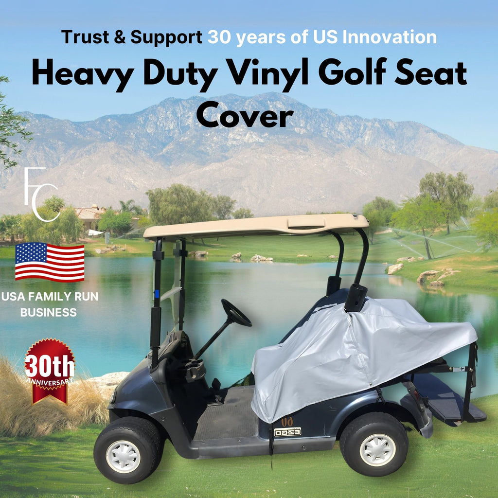 Waterproof Vinyl Golf Cart Seat Cover – Heavy-Duty Weather-Resistant Protector (60”W x 44”D x 20”H)