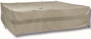 Ultra large Patio Set Cover 160"L x 90"W Fits Rectangular or Oval Table Set, Center hole for umbrella