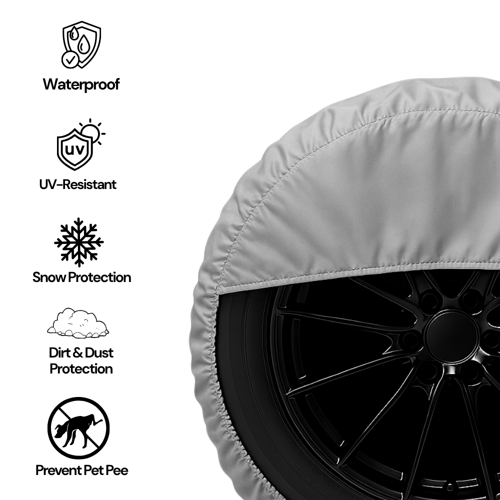 Cubiertas de lujo para neumáticos y ruedas de autocaravanas, remolques de viaje, remolques para juguetes, remolques de quinta rueda, camionetas, furgonetas y SUV (juego de 4)