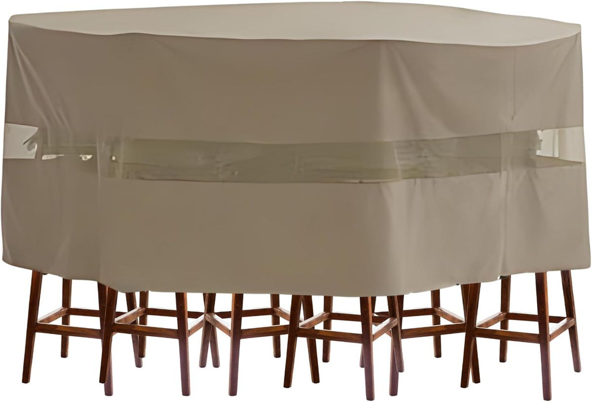 Funda para juego de comedor de alta calidad de tejido apretado de 98" de diámetro x 41" de alto