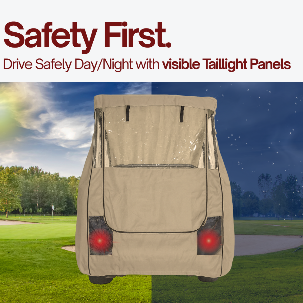 Golf Cart 3 Sided Enclosure Cover for EZGO, ClubCar, Yamaha G (Short Roof, 58"L ) - 2 Passenger