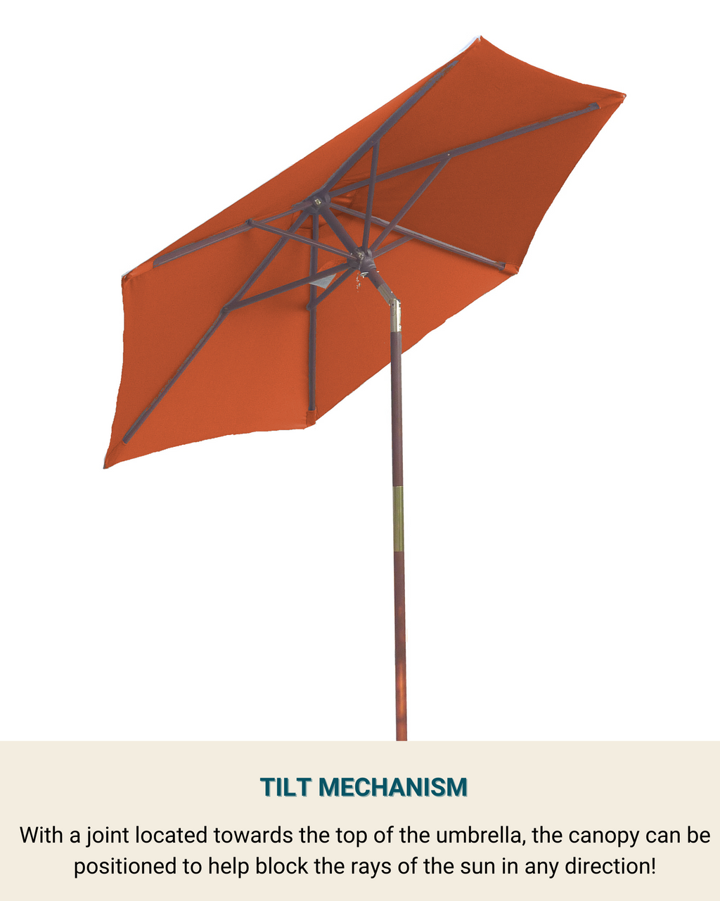 7.5ft Standard Aluminum Market Patio Umbrella with Crank and Tilt Mechanism