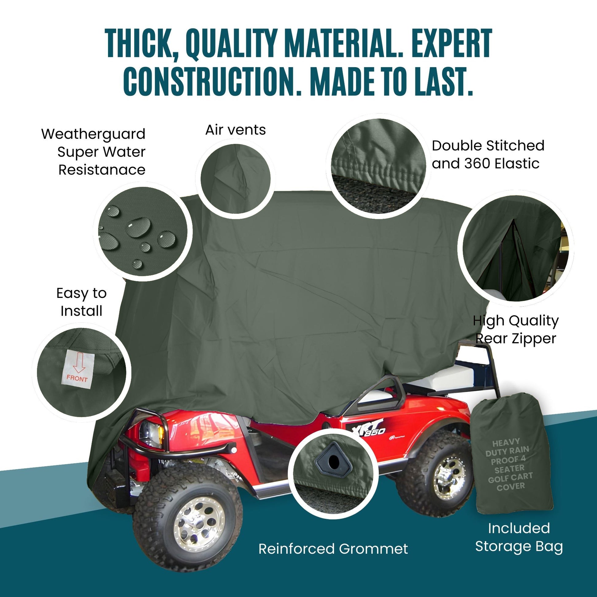 Golf Cart Storage Cover for EZGO, Club Car, Yamaha G - Green