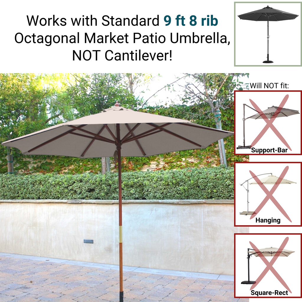 9ft Market Patio Umbrella 6 Rib Replacement Canopy Sand.