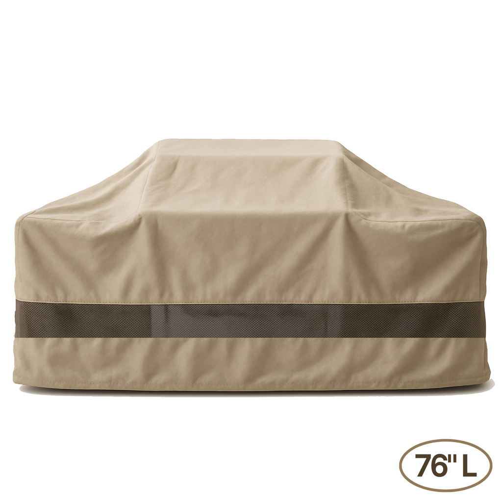 Funda para barbacoa de isla para exteriores, apta para barbacoas o parrillas de hasta 76-124 pulgadas de largo - Safari Taupe