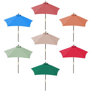 7ft Standard Wooden Market Patio Umbrella with Tilt Mechanism