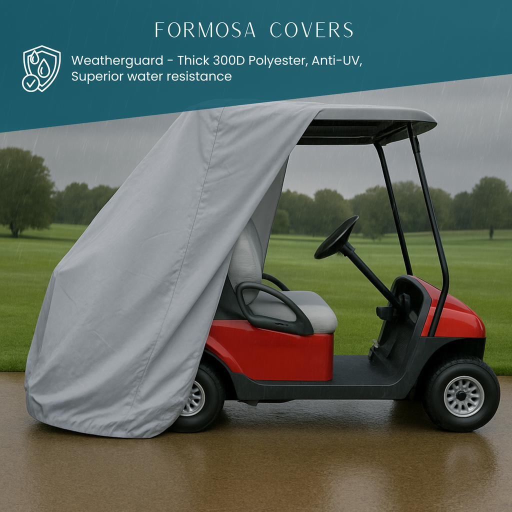 Golf Cart Storage Cover for EZGO, Club Car, Yamaha G (Short Roof, 58"L) - 4 Passenger - Grey