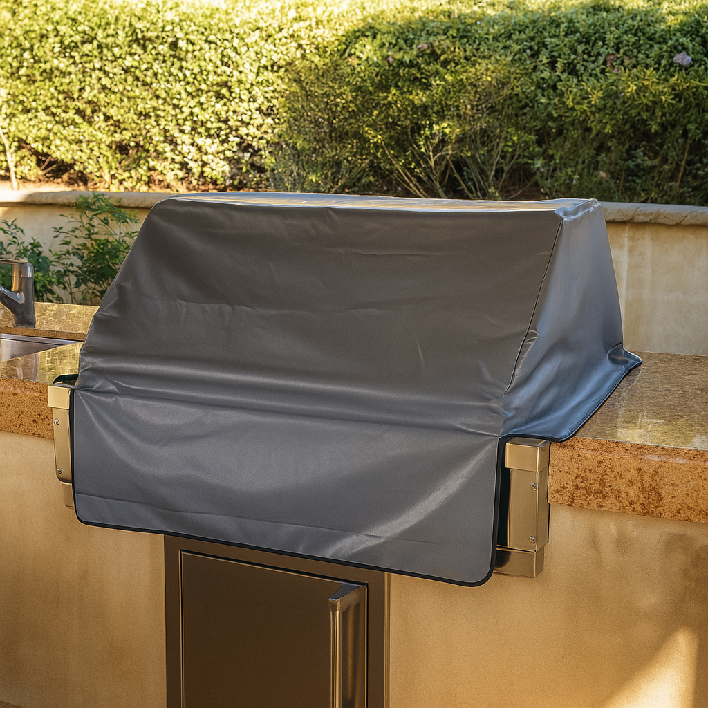 Built-In Barbeque Outdoor Cover Fits BBQ or Grills up to 30-56 inches Long - Grey Vinyl