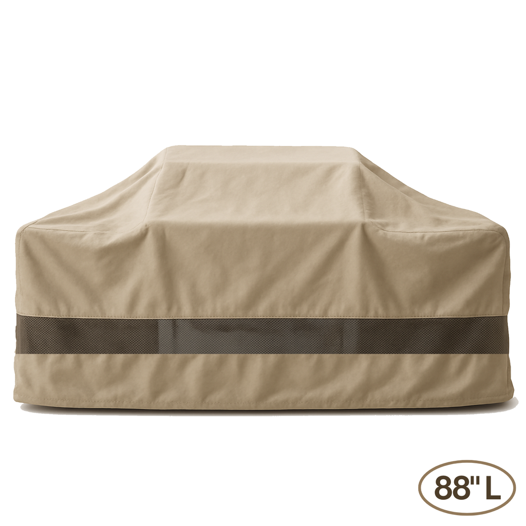 Island Barbecue Outdoor Cover Fits BBQ or Grills up to 76-124 inches Long - Safari Taupe