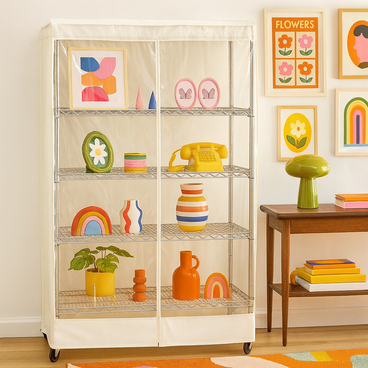 Storage Shelving Unit Cover Only with Front See-through Panel - 24-72
