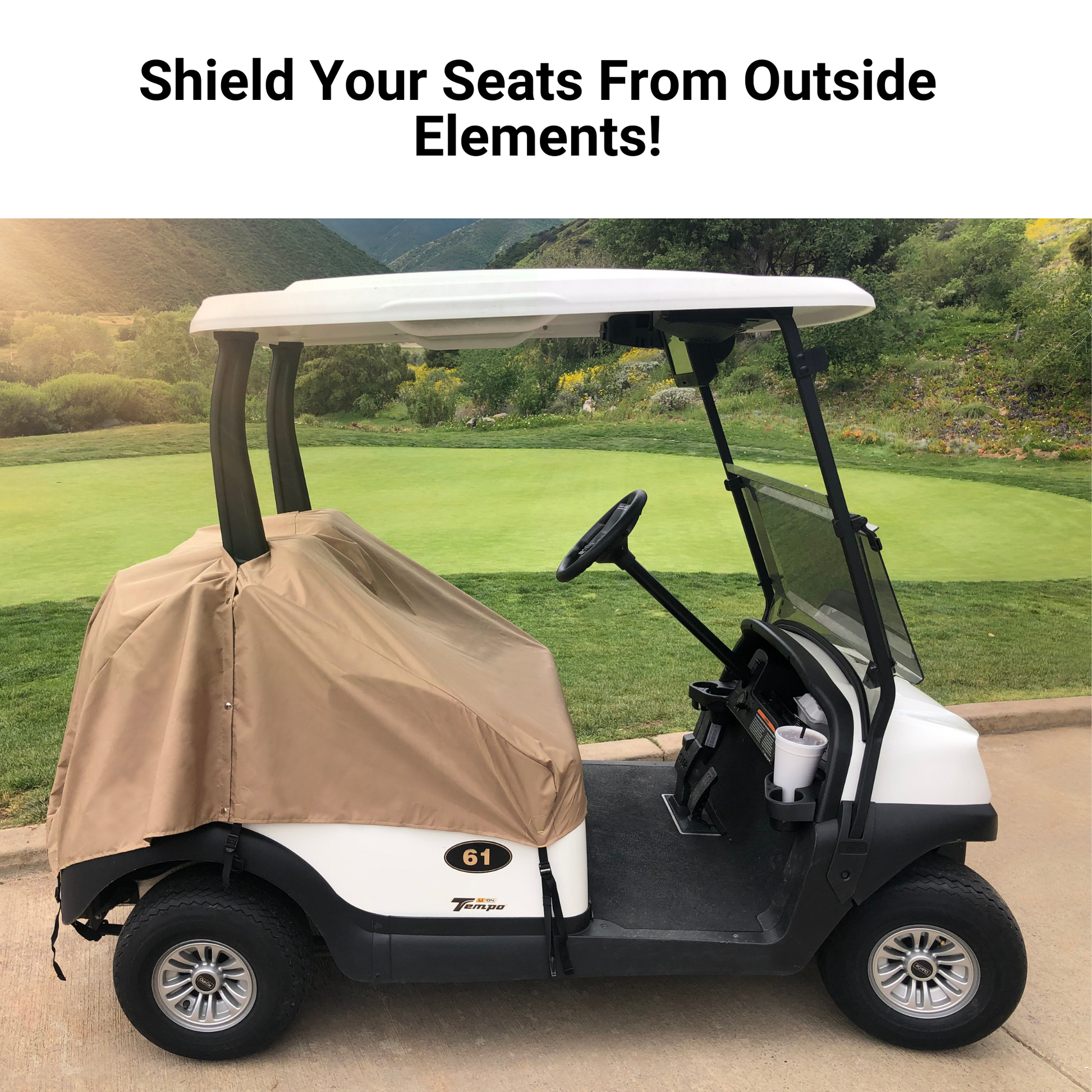 Golf Cart Seat Cover in Taupe 300 Denier Polyester