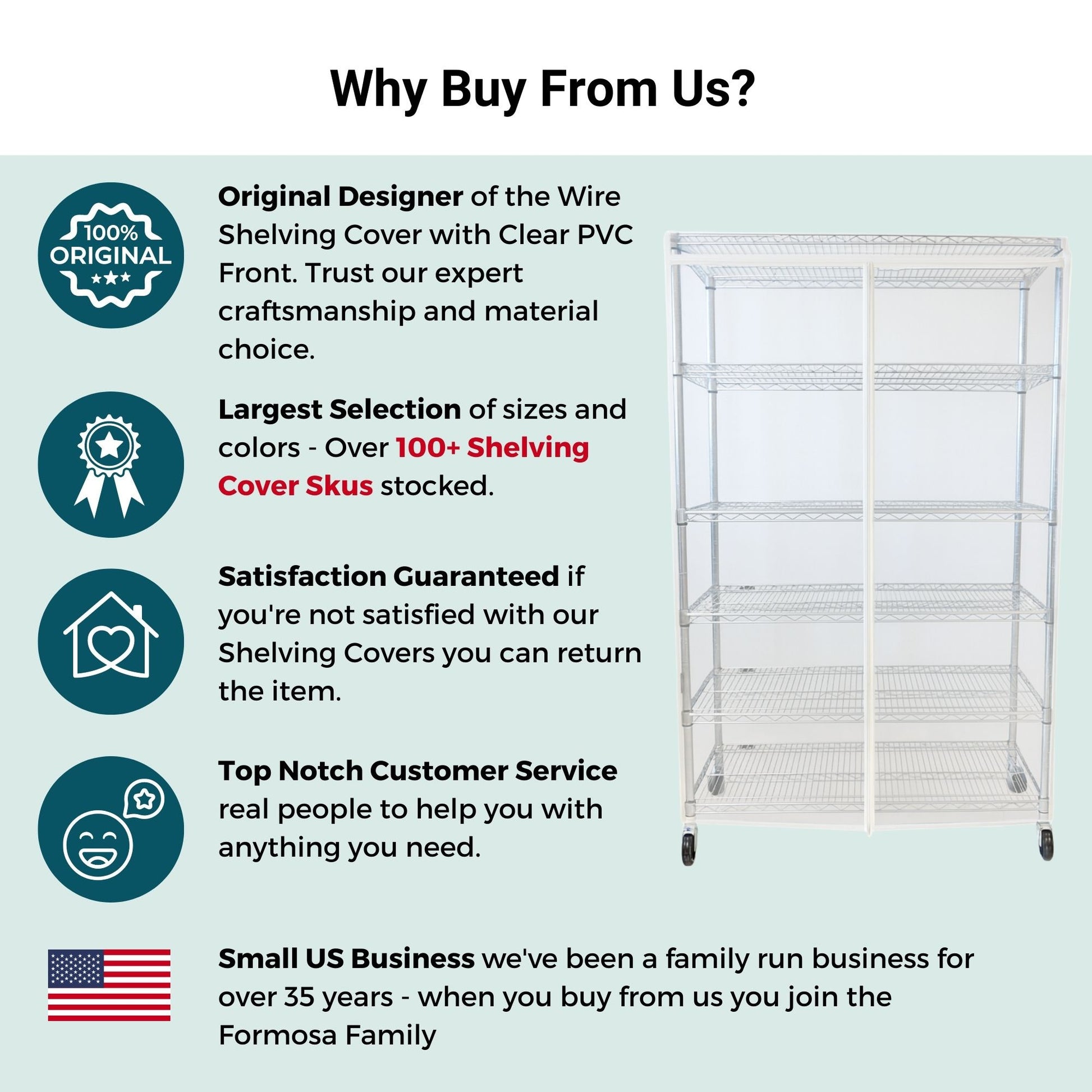 All Clear Wire Rack Shelving Storage Unit Cover | 36-60 inches wide
