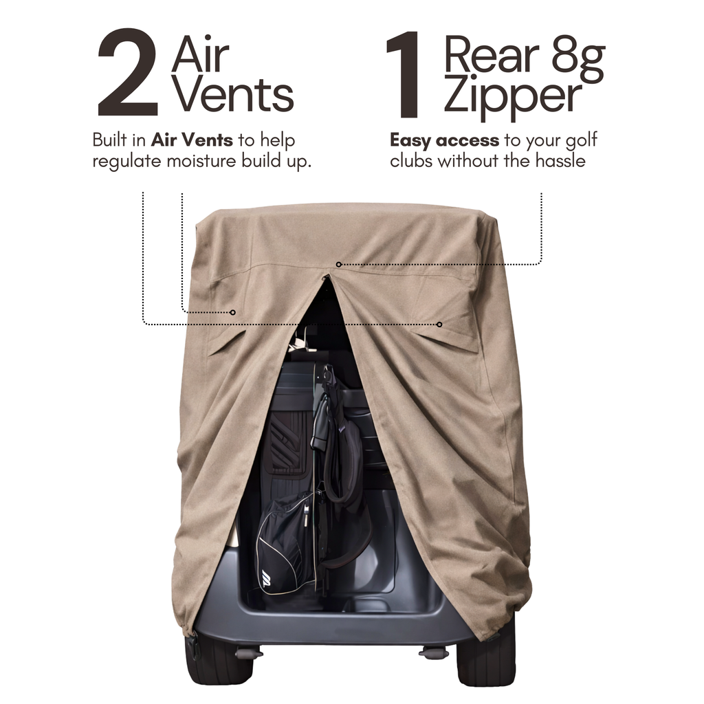Golf Cart Storage Cover for EZGO, Club Car & Yamaha for 2, 4, and 6-Passenger Carts (Fits Roofs 58"–140")