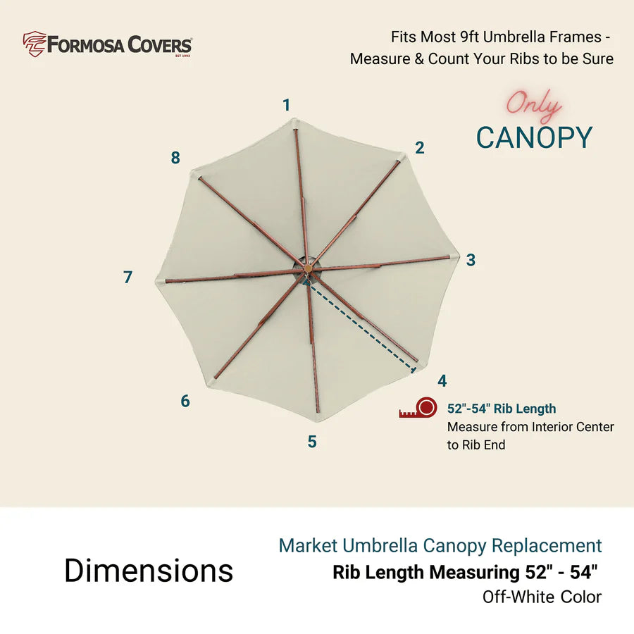 9ft Market Patio Umbrella 8 Rib Replacement Canopy Natural.