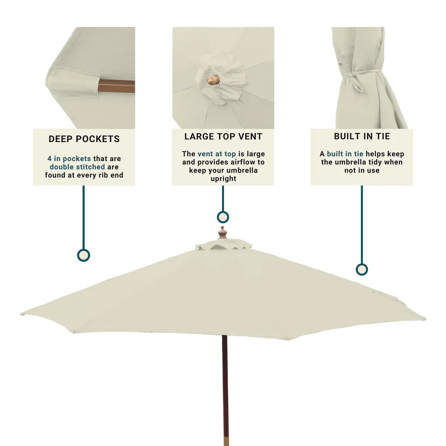 9ft Market Patio Umbrella 8 Rib Replacement Canopy Natural.