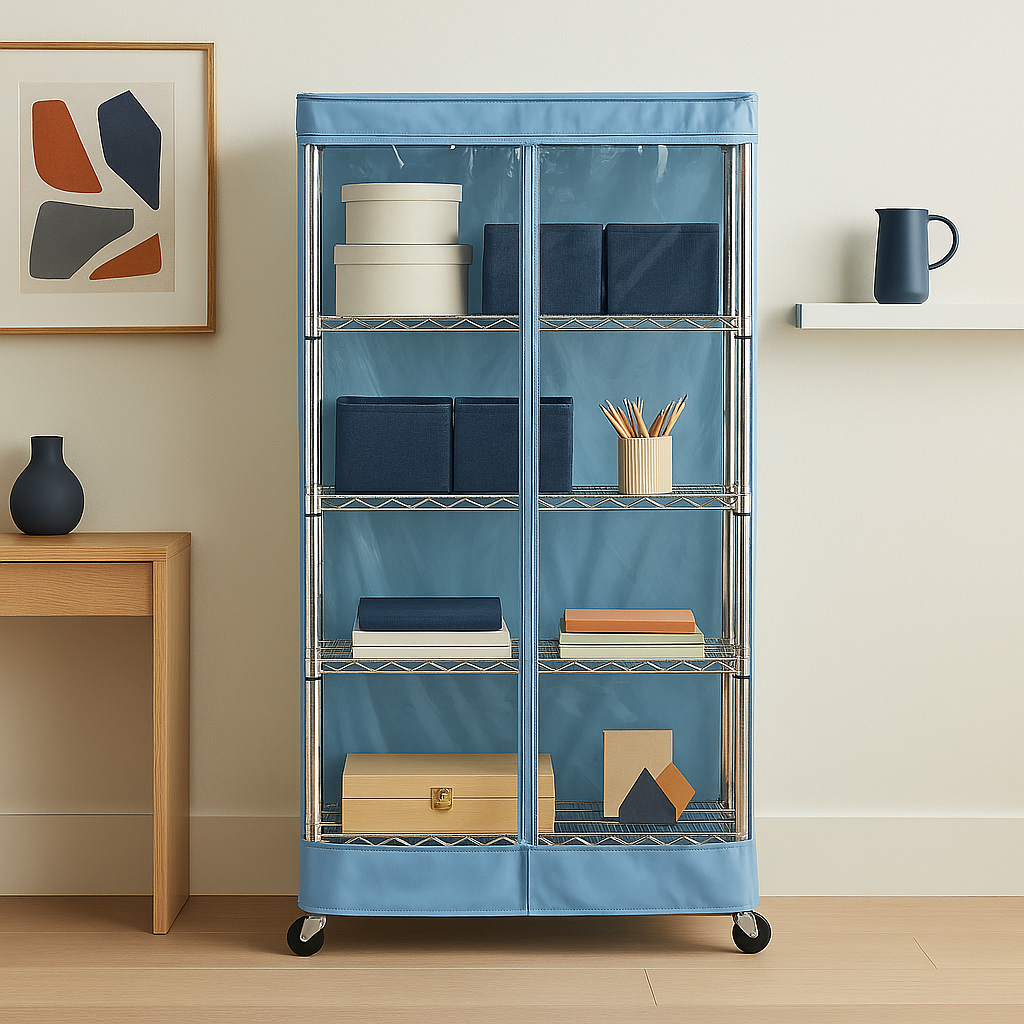 BLUE PVC FRONT PANEL SHELVIGN RACK COVER 