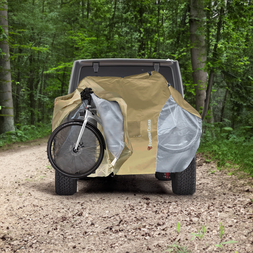 NEW Color Sand - Dual Bike Rack Cover Fits 1-2 Bicycles with Large Translucent Ends (2-Bike).
