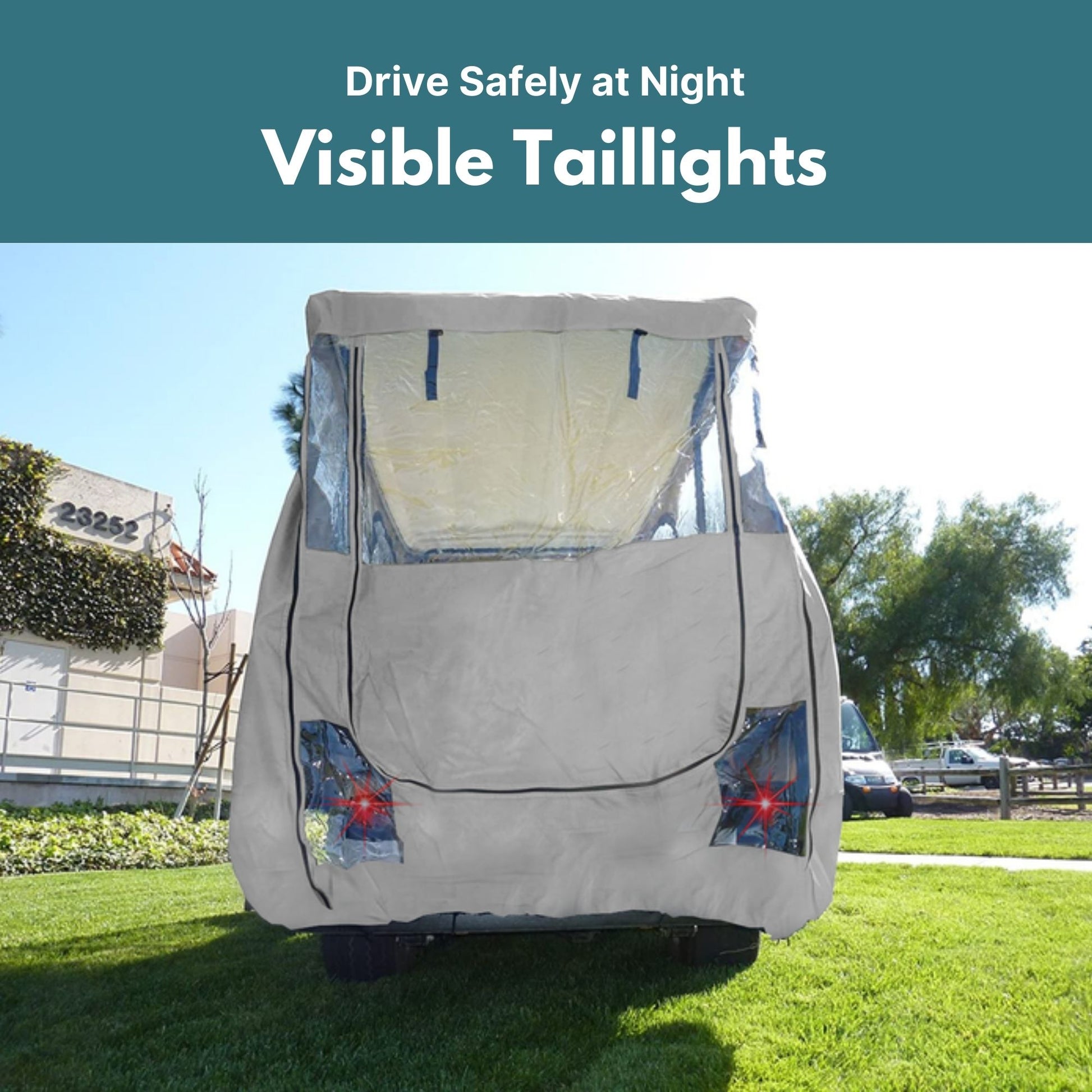 Golf Cart Driving Enclosure Cover for EZGO, Club Car, Yamaha G (Long Roof, 80"L) - 4 Passenger