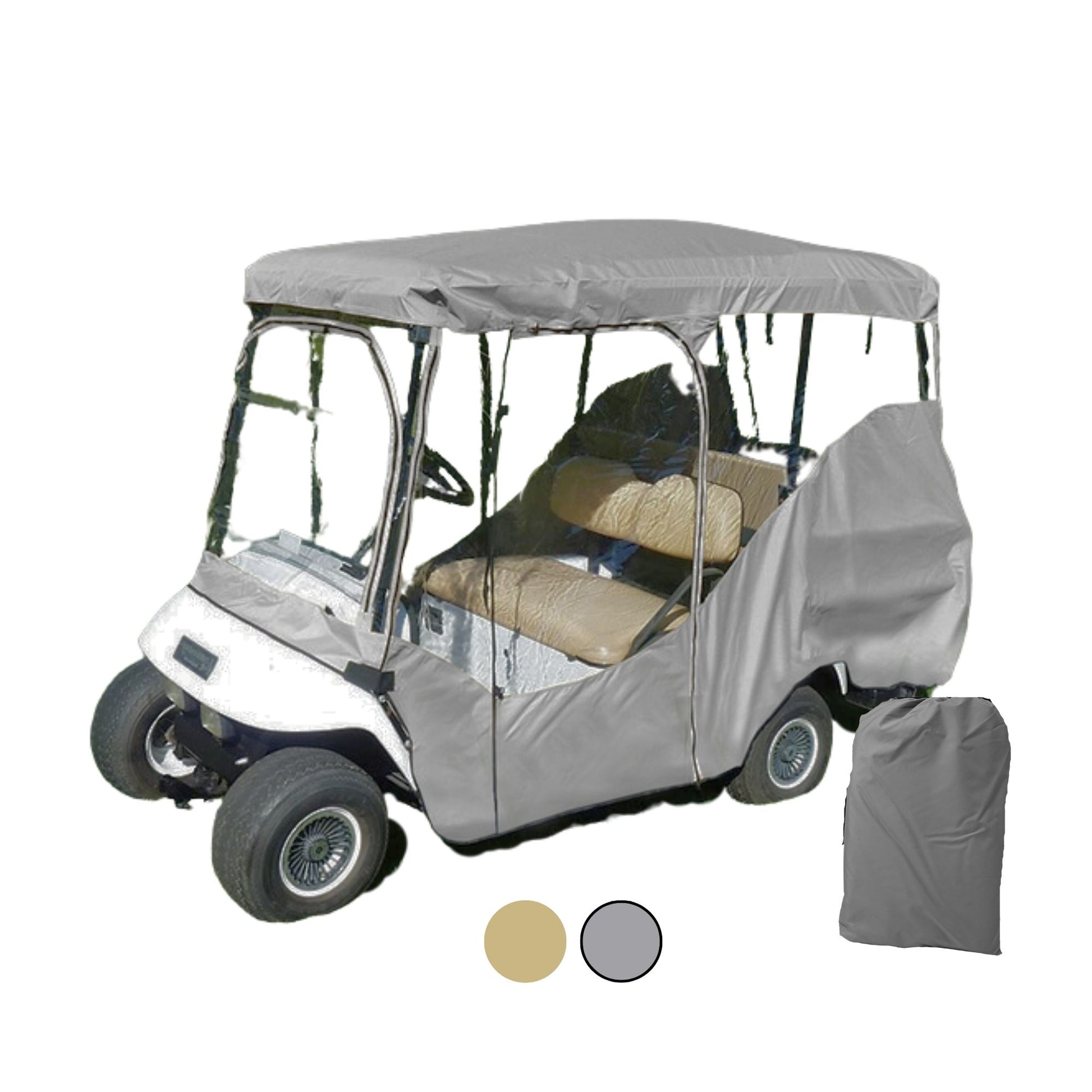 Golf Cart Driving Enclosure Cover for EZGO, Club Car, Yamaha G (Long Roof, 80"L) - 4 Passenger