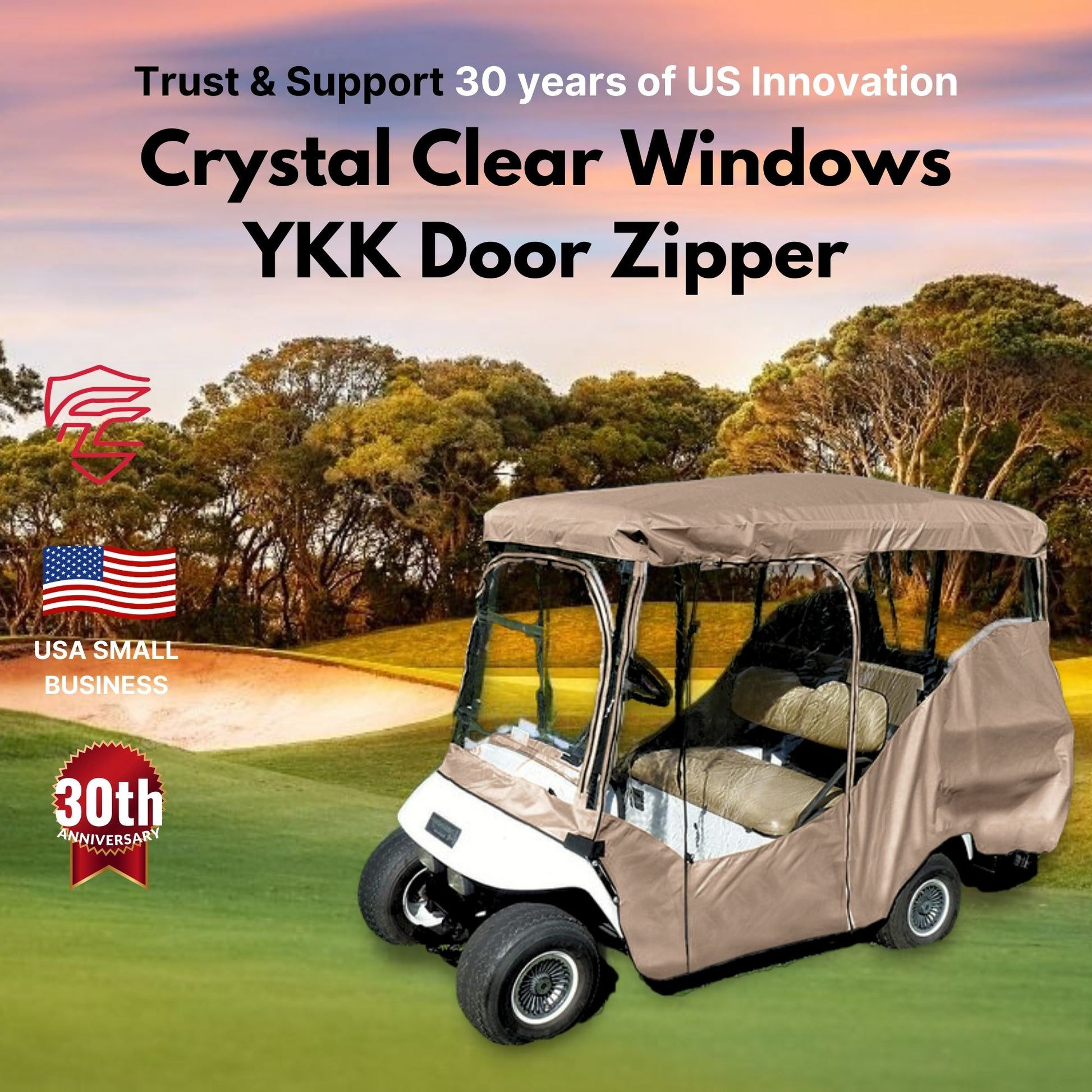 Golf Cart Driving Enclosure Cover for EZGO, Club Car, Yamaha G (Long Roof, 80"L) - 4 Passenger