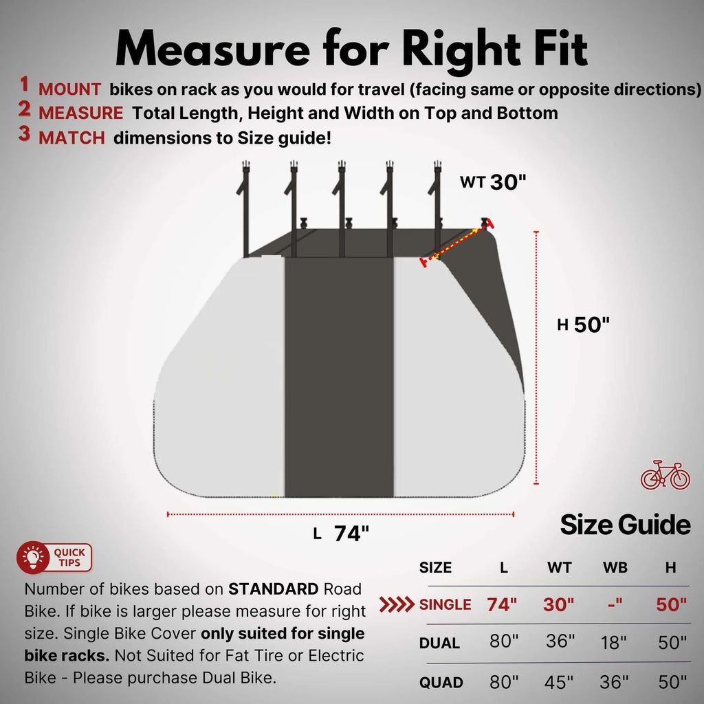 Single Bike Rack Cover Fits 1 Bicycle with Large Translucent Ends (1-Bike)