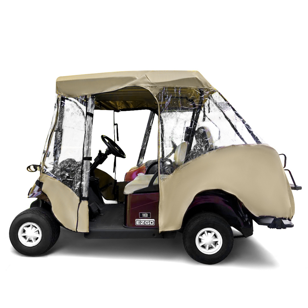 4 Passenger Golf Cart Driving Enclosure Cover (2+2 Passenger Short Roof 58") Taupe