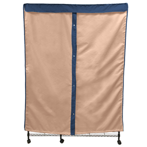 Portable Garment Rack Cover 36"W x 16"D x 76"H Khaki with Dusty Blue Trim