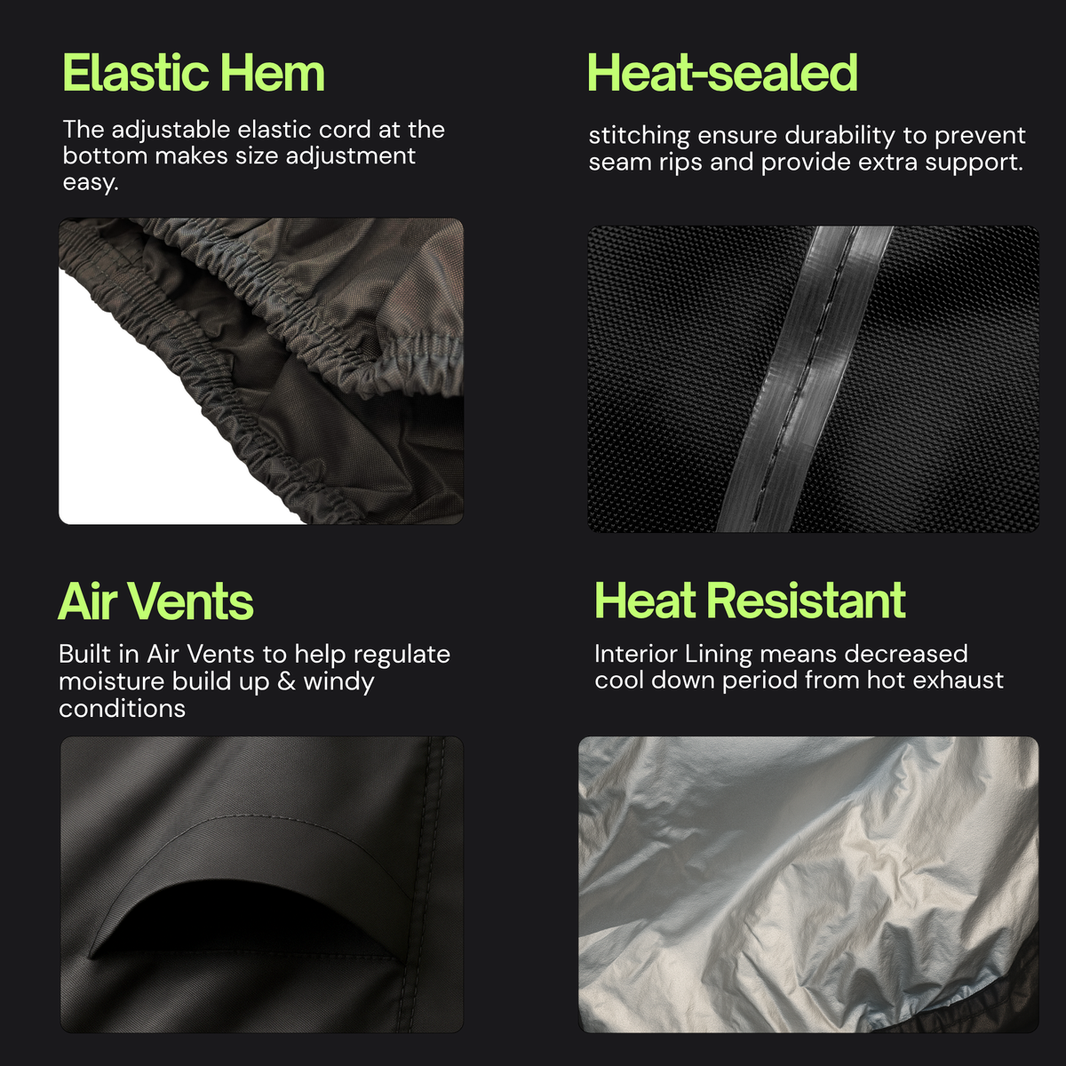 Deluxe All-Season Motorcycle Cover (L-XL) – Waterproof UV-Resistant Scooter & Sport Bike Cover with Hidden Pouch for Back Rack Trunk